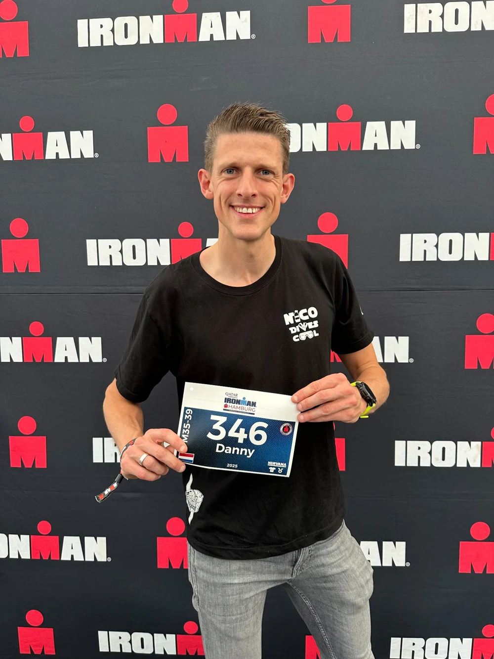 Danny bij Ironman met zijn startnummer